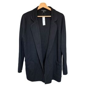 NWT J. Crew Eloise Sweater Blazer Black Wool Blend Open Front Cardigan Womens M